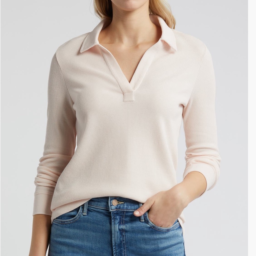 Nordstrom Caslon Long Sleeve Thermal Polo Shirt